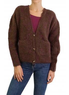 Cardigan con bottoni a V in mohair 